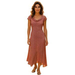 Jonathan Martin Studio Red White Geometric Print Maxi Dress Size16 Asymetrical